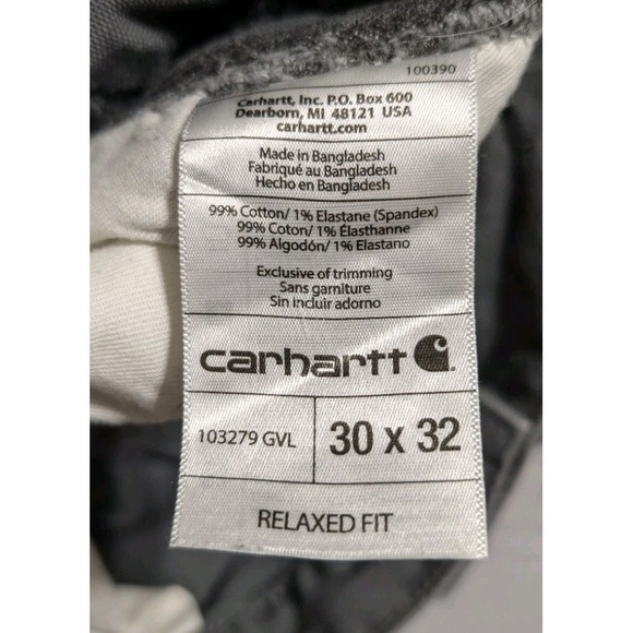 Carhartt Relaxed Fit Work Pants Mens 30x30 Gray Utility Canvas 30x32 Tag - Picture 5 of 12